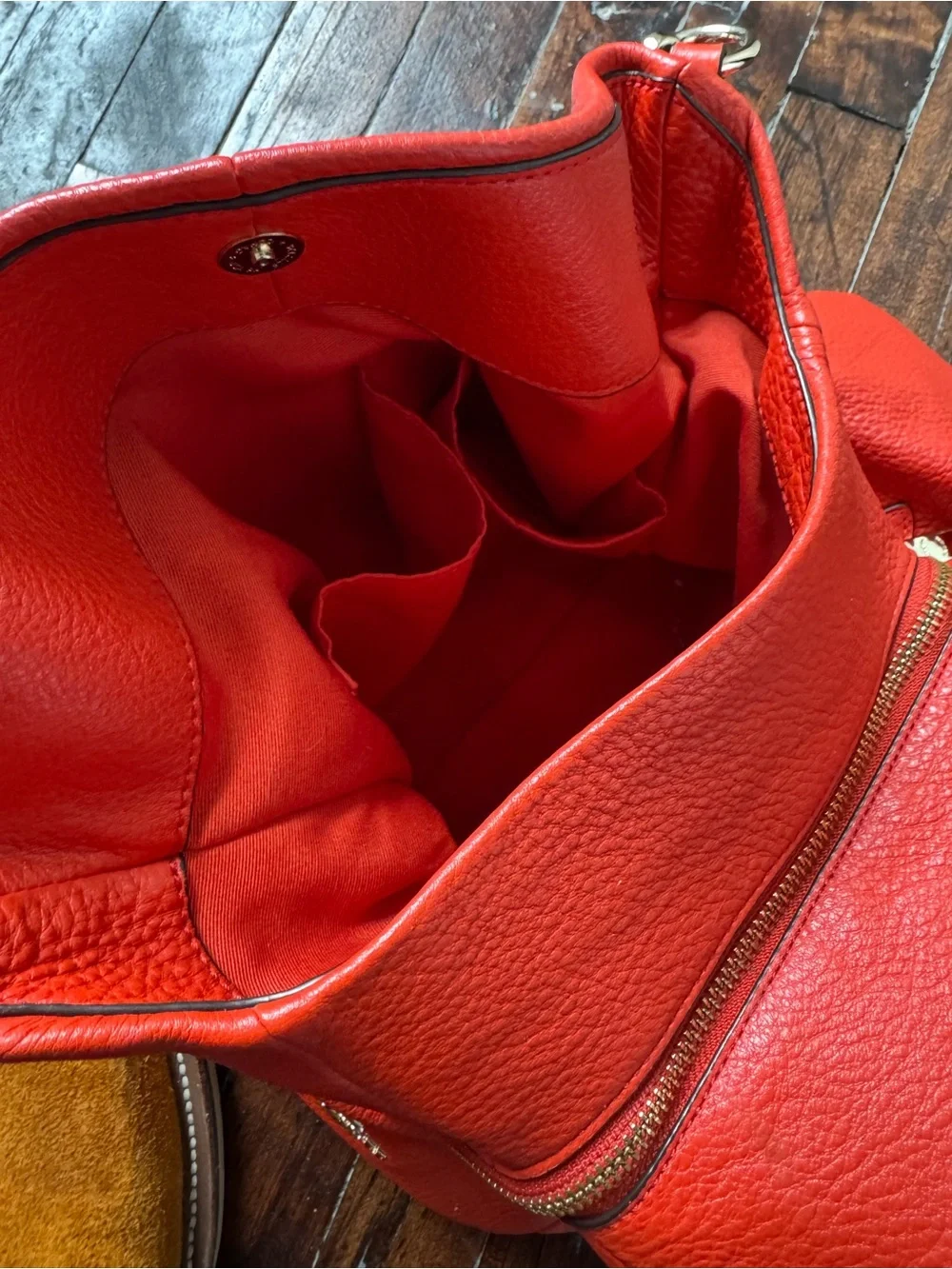 Coach Red Pebbled Leather Shoulder Hobo with Gold Hardware